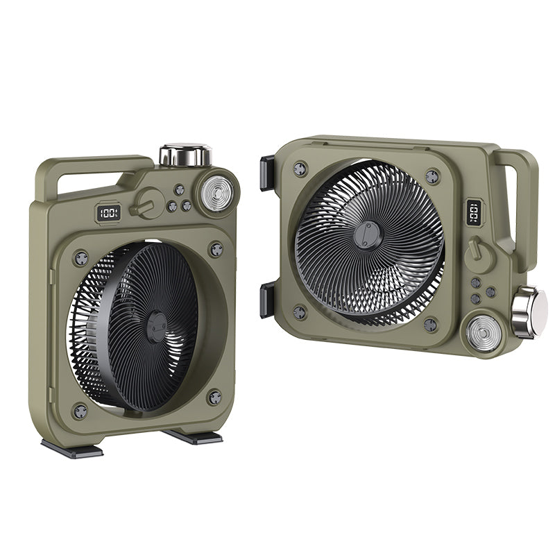 E5 Kabelloser Ventilator | LED-Licht, 100 Geschwindigkeitsstufen, 16 Std. Akkulaufzeit, Fernbedienung