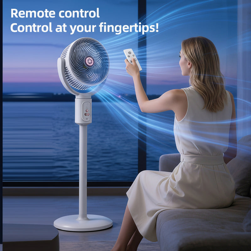 E1 Kabelloser Standventilator | Ultra Leise 29dB, 12 Std. Akku, Fernbedienung