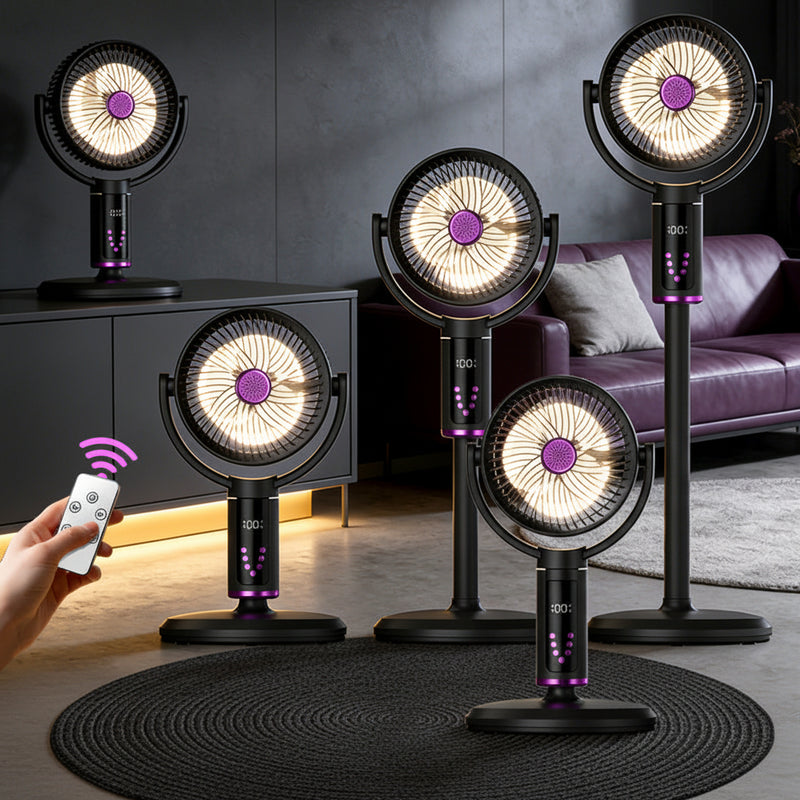 E2 Akku-Standventilator mit Licht | Fernbedienung, 16 Std. Akkulaufzeit, extrem leise