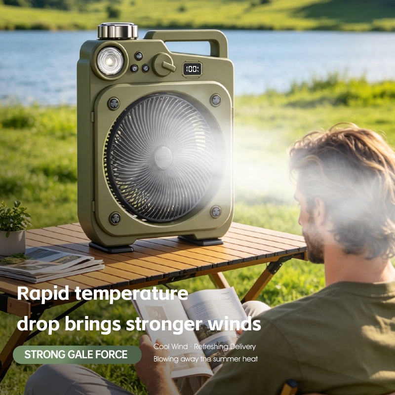 E5 Portable oscillating fan with LED light