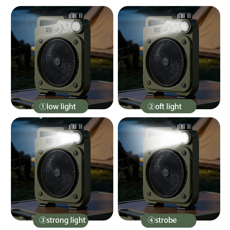 E5 Kabelloser Ventilator | LED-Licht, 100 Geschwindigkeitsstufen, 16 Std. Akkulaufzeit, Fernbedienung