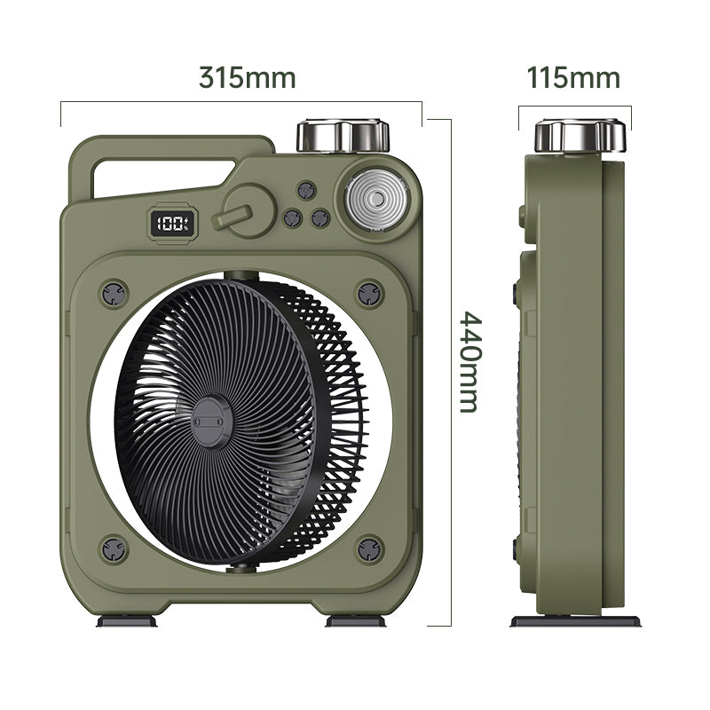 E5 Kabelloser Ventilator | LED-Licht, 100 Geschwindigkeitsstufen, 16 Std. Akkulaufzeit, Fernbedienung