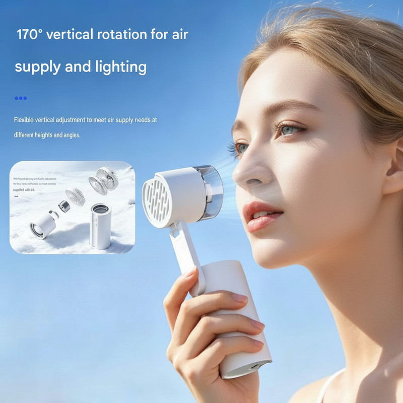 W11 Faltbarer Handventilator | 188g, 4 Geschwindigkeiten, LED-Licht, USB wiederaufladbar