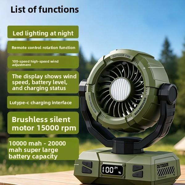 W8 Multifunctional Outdoor Camping Fan with Light and Long Battery Life Air Cooler