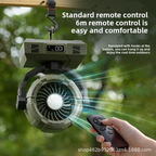 W8 Outdoor Camping-Ventilator | LED-Licht, 8 Stunden Akkulaufzeit, Fernbedienung, kabellos